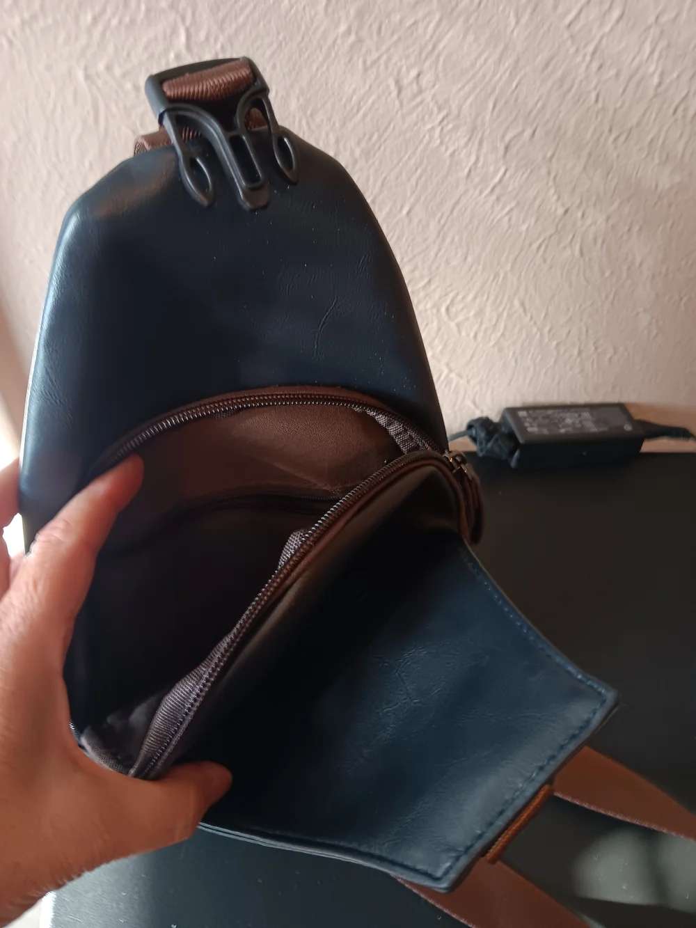 Dark Brown Sling Bag with Brown Strap